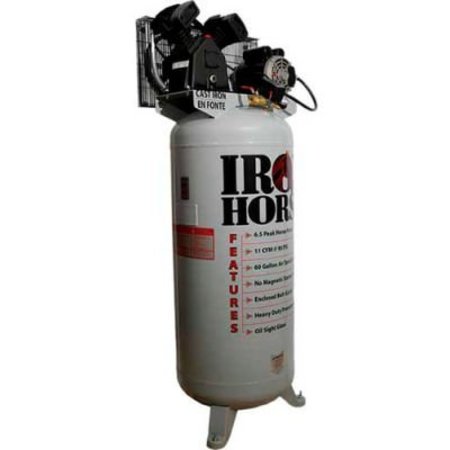 WOOD INDUSTRIES Iron Horse, 3HP, Single-Stage Comp, 60  Gal, Vertical, 150 PSI, 11.2 CFM, 1-Phase 208-230V IHD6160V1
